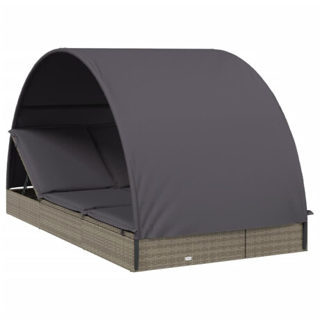 vidaXL Ligbed 2-persoons met rond dak 211x112x140 cm poly rattan grijs afbeelding2 - 1