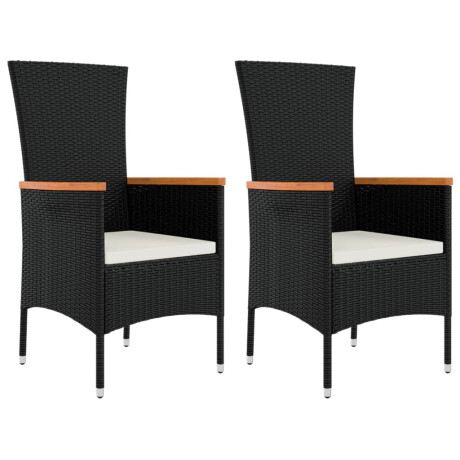 vidaXL Tuinstoelen 2 st met kussens poly rattan zwart afbeelding2 - 1