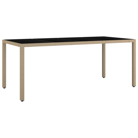 vidaXL Tuintafel met glazen blad poly rattan en gehard glas beige afbeelding2 - 1