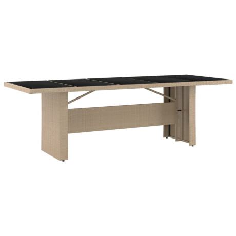 vidaXL Tuintafel met glazen blad poly rattan en gehard glas beige afbeelding2 - 1
