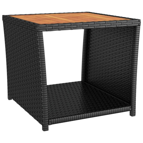 vidaXL Salontafel met houten blad poly ratten en acaciahout zwart afbeelding2 - 1