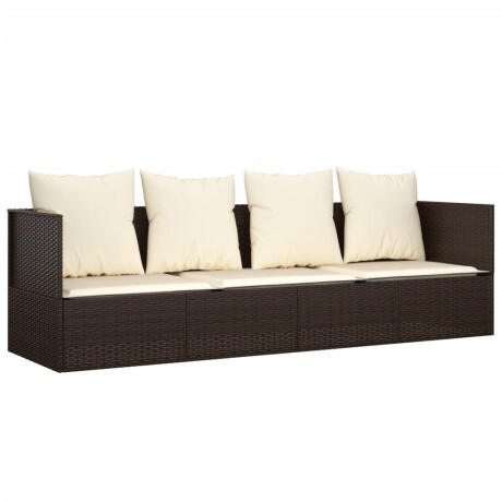 vidaXL Loungebed met kussens poly rattan bruin afbeelding2 - 1