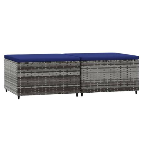 vidaXL Voetensteunen 2 st met kussens poly rattan grijs afbeelding2 - 1