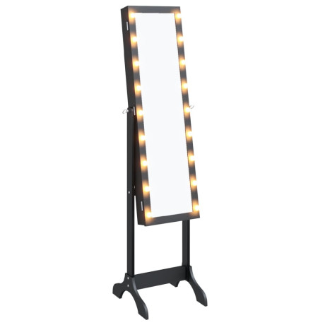 vidaXL Spiegel vrijstaand met LED's 34x37x146 cm zwart afbeelding2 - 1