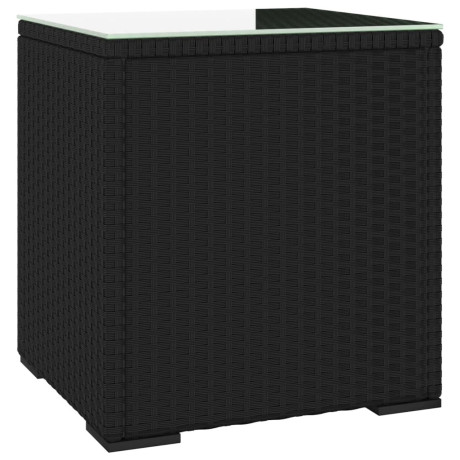 vidaXL Bijzettafel 40x37x40,5 cm poly rattan en gehard glas zwart afbeelding2 - 1