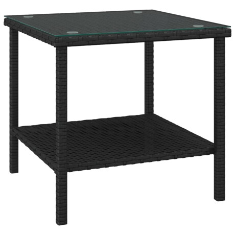 vidaXL Bijzettafel 45x45x45 cm poly rattan en gehard glas zwart afbeelding2 - 1