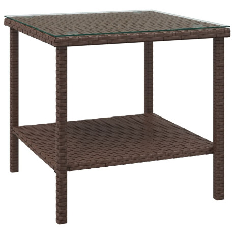vidaXL Bijzettafel 45x45x45 cm poly rattan en gehard glas bruin afbeelding2 - 1