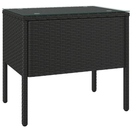 vidaXL Bijzettafel 53x37x48 cm poly rattan en gehard glas zwart afbeelding2 - 1