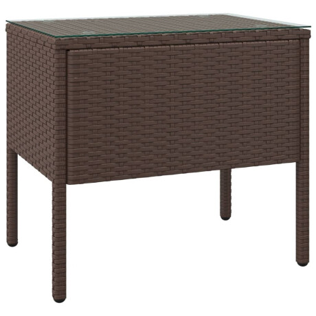 vidaXL Bijzettafel 53x37x48 cm poly rattan en gehard glas bruin afbeelding2 - 1