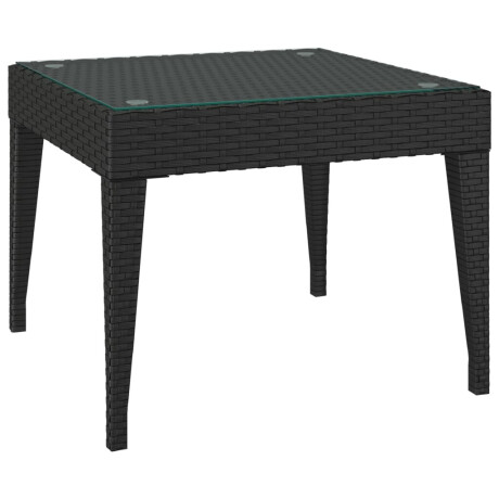 vidaXL Bijzettafel 50x50x38 cm poly rattan en gehard glas zwart afbeelding2 - 1