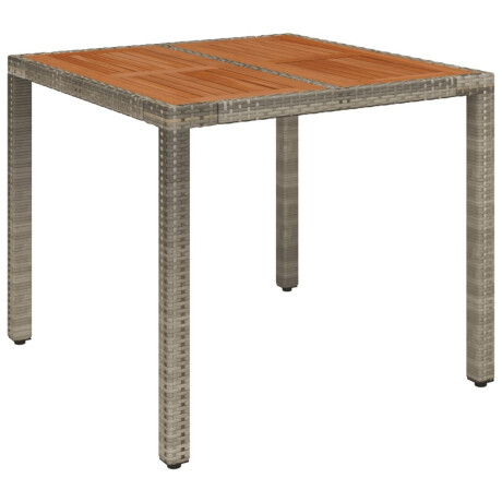 vidaXL Tuintafel met houten blad 90x90x75 cm poly rattan grijs afbeelding2 - 1