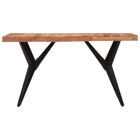 vidaXL Eettafel 140x70x76 cm massief acaciahout zwart afbeelding2 - 1