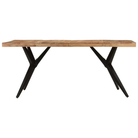 vidaXL Eettafel 180x90x77 cm massief acaciahout zwart afbeelding2 - 1