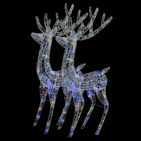 vidaXL Kerstdecoratie rendier XXL 2 st 250 LED meerkleurig 180cm acryl afbeelding2 - 1