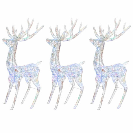 vidaXL Kerstdecoratie rendier XXL 3 st 250 LED meerkleurig 180cm acryl afbeelding2 - 1