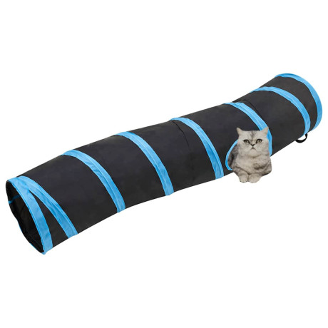 vidaXL Kattentunnel S-vorm 122 cm polyester zwart en blauw afbeelding2 - 1