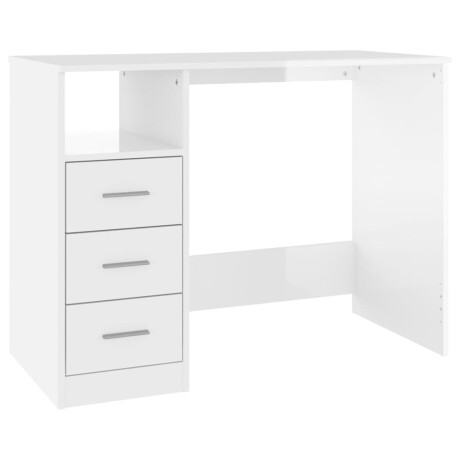 vidaXL Bureau met lades 102x50x76 cm bewerkt hout hoogglans wit afbeelding2 - 1