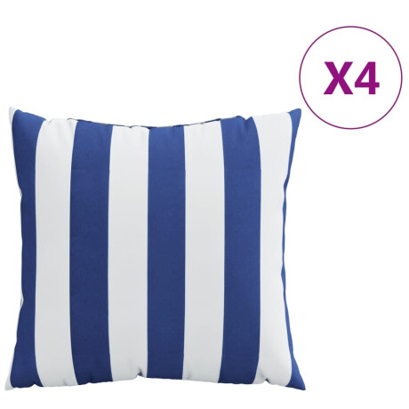 vidaXL Sierkussens 4 st gestreept 60x60 cm stof blauw en wit afbeelding2 - 1