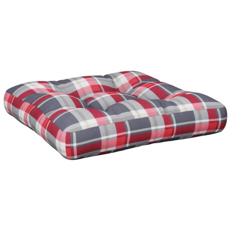 vidaXL Palletkussen 50x50x12 cm stof ruitpatroon rood afbeelding2 - 1