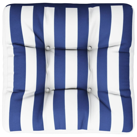 vidaXL Palletkussen gestreept 50x50x12 cm stof blauw en wit afbeelding2 - 1