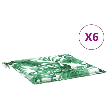 vidaXL Stoelkussens 6 st bladpatroon 40x40x3 cm stof afbeelding2 - 1