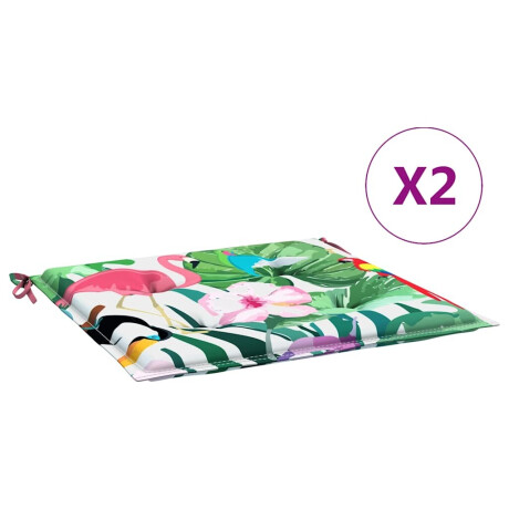 vidaXL Tuinstoelkussens 2 st 40x40x4 cm stof meerkleurig afbeelding2 - 1
