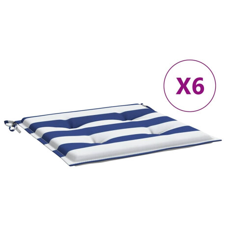 vidaXL Tuinstoelkussens 6 st gestreept 50x50x4 cm stof wit en blauw afbeelding2 - 1