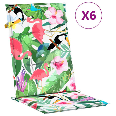 vidaXL Stoelkussens 6 st hoge rug stof meerkleurig afbeelding2 - 1