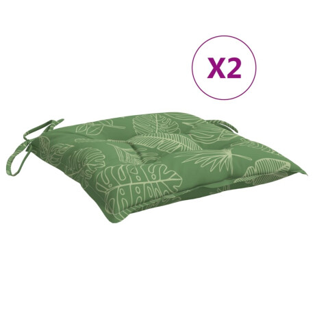 vidaXL Stoelkussens 2 st bladpatroon 40x40x7 cm stof afbeelding2 - 1