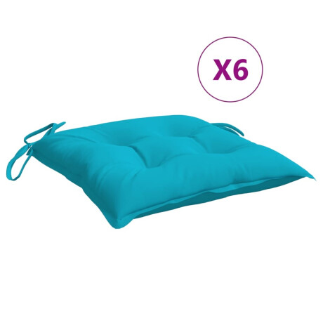 vidaXL Stoelkussens 6 st 40x40x7 cm stof turquoise afbeelding2 - 1