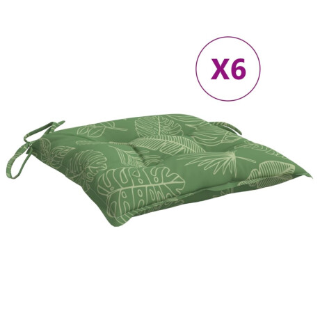 vidaXL Stoelkussens 6 st bladpatroon 50x50x7 cm stof afbeelding2 - 1