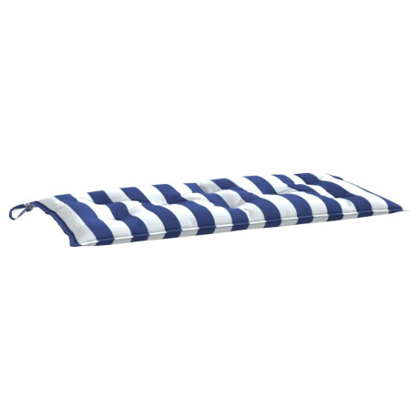 vidaXL Tuinbankkussen 100x50x7 cm stof gestreept wit en blauw afbeelding2 - 1