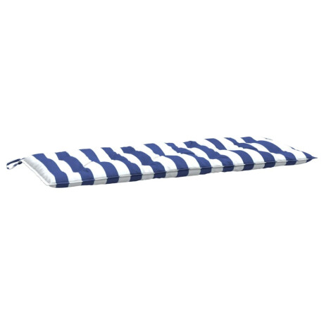 vidaXL Tuinbankkussen gestreept 120x50x7 cm stof wit en blauw afbeelding2 - 1