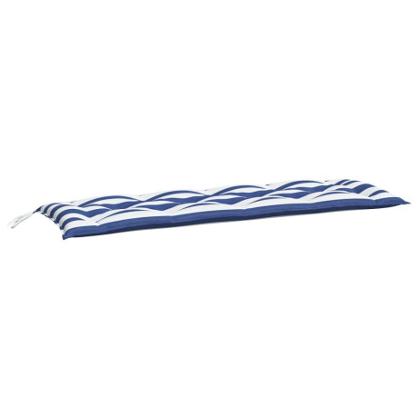 vidaXL Tuinbankkussen 150x50x7cm stof gestreept wit en blauw afbeelding2 - 1