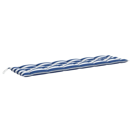 vidaXL Tuinbankkussen gestreept 200x50x7 cm stof wit en blauw afbeelding2 - 1
