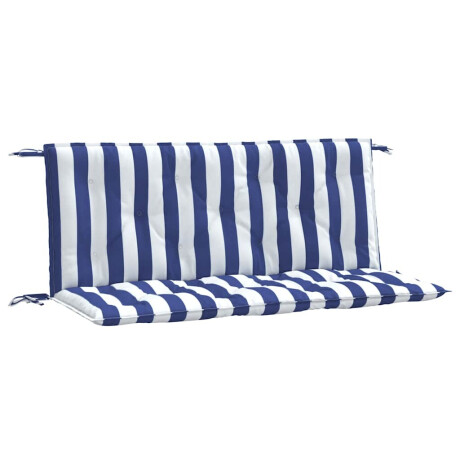 vidaXL Tuinbankkussens 2 st gestreept 120x50x7 cm stof wit en blauw afbeelding2 - 1