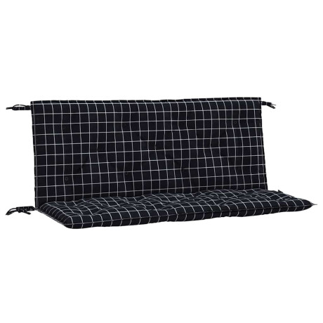 vidaXL Tuinbankkussens 2 st ruitpatroon 120x50x7 cm stof zwart afbeelding2 - 1