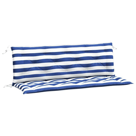 vidaXL Tuinbankkussens 2 st gestreept 150x50x7 cm stof wit en blauw afbeelding2 - 1