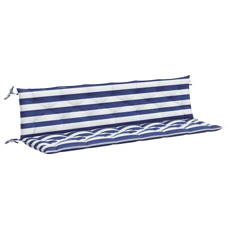 vidaXL Tuinbankkussens 2 st gestreept 200x50x7 cm stof wit en blauw afbeelding2 - 1