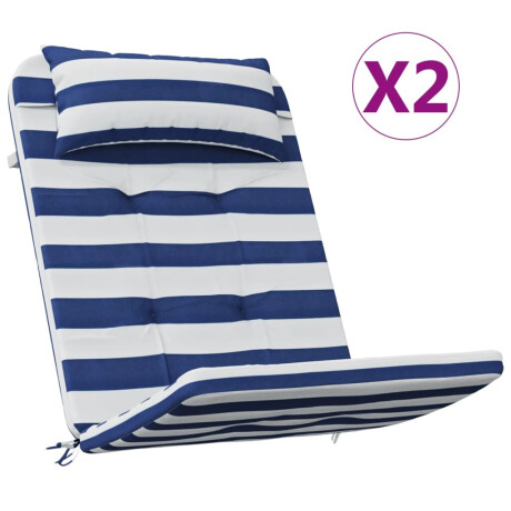 vidaXL Stoelkussens Adirondack 2 st gestreept stof oxford wit en blauw afbeelding2 - 1