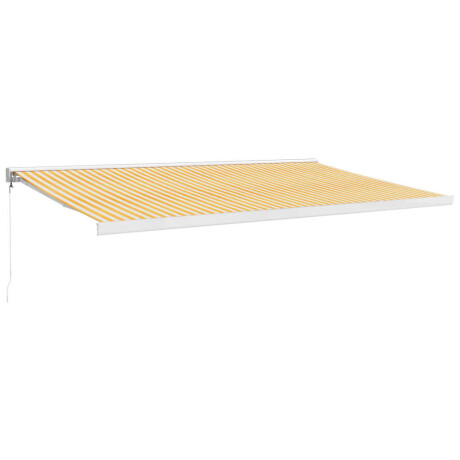 vidaXL Luifel uittrekbaar 5x3 m stof en aluminium geel en wit afbeelding2 - 1