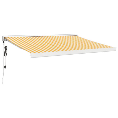 vidaXL Luifel uittrekbaar 3x2,5 m stof en aluminium geel en wit afbeelding2 - 1