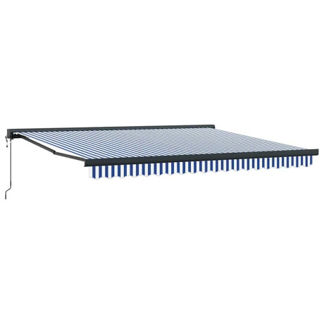 vidaXL Luifel uittrekbaar 4x3 m stof en aluminium blauw en wit afbeelding2 - 1