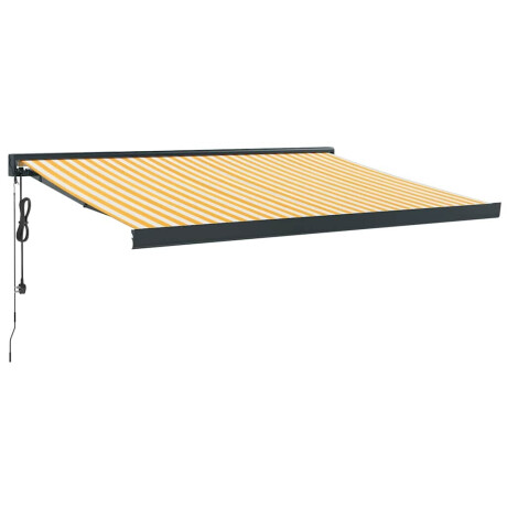 vidaXL Luifel uittrekbaar 3x2,5 m stof en aluminium geel en wit afbeelding2 - 1