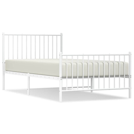 vidaXL Bedframe met hoofd- en voeteneinde metaal wit 100x200 cm afbeelding2 - 1