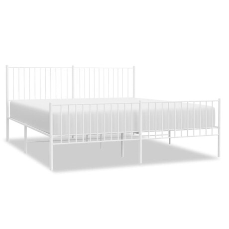 vidaXL Bedframe met hoofd- en voeteneinde metaal wit 183x213 cm afbeelding2 - 1