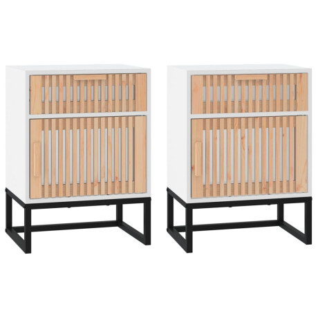 vidaXL Nachtkastjes 2 st 40x30x55,5 cm bewerkt hout en ijzer wit afbeelding2 - 1