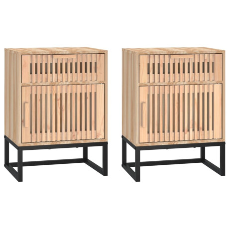 vidaXL Nachtkastjes 2 st 40x30x55,5 cm bewerkt hout en ijzer afbeelding2 - 1