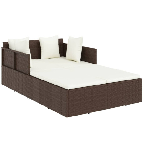 vidaXL Ligbed met kussens 182x118x63 cm poly rattan bruin afbeelding2 - 1