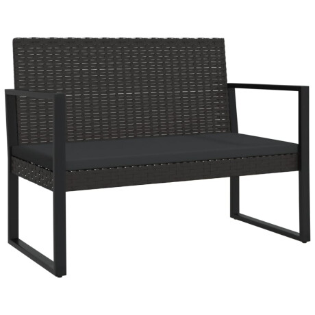 vidaXL Tuinbank met kussens 106 cm poly rattan zwart afbeelding2 - 1